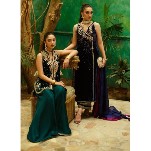 Tiber Flora Velvet Jacket with Palazzo