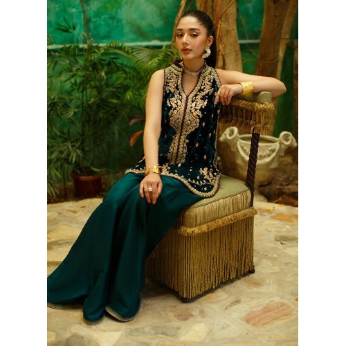 Tiber Flora Velvet Jacket with Palazzo