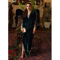 Natural Indigo Flora Velvet Kaftan