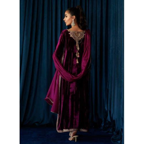 Mulberry Wood Flora Velvet Long Shirt with Pants