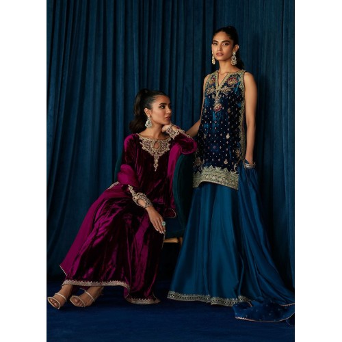 Mulberry Wood Flora Velvet Long Shirt with Pants