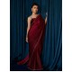New Aubergine Flora Silk Saree with Velvet Halter Neck Blouse