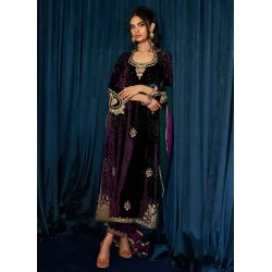 Jacaranda Flora Velvet Long Shirt with Pants