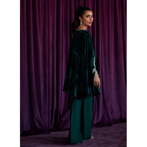 Cyprus Flora Velvet Cape Shirt with Bell Bottoms