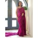 Red-Violet Flora Silk Saree with Velvet Blouse
