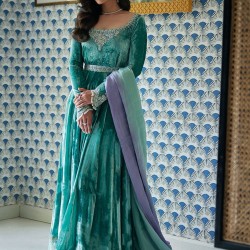 Zaffer Flora Velvet Kalidaar with Flared Pants