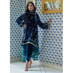 Blueberry Flora Velvet Shalwar Kameez