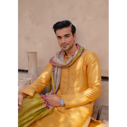 ZGMK1188 Amber Raw Silk Kurta