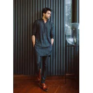 ZGMK1192 Midnight Green Raw Silk Kurta