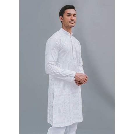ZGMK1204 White Lawn Kurta