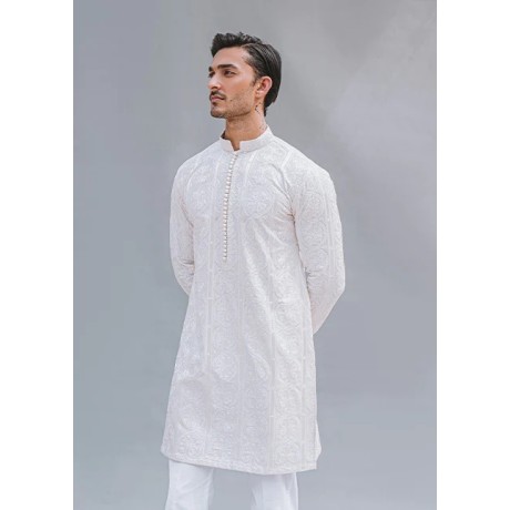 ZGMK1206 White Lawn Kurta