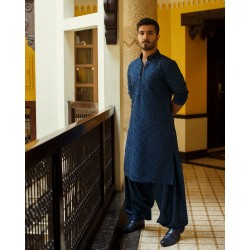 ZGMK1488 Blue Berry	 Karandi Kurta