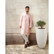 ZGMK1489 Light Ice Pink Raw Silk Kurta