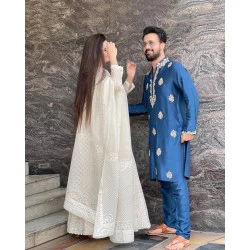ZGMK1490 Azul Raw Silk Kurta