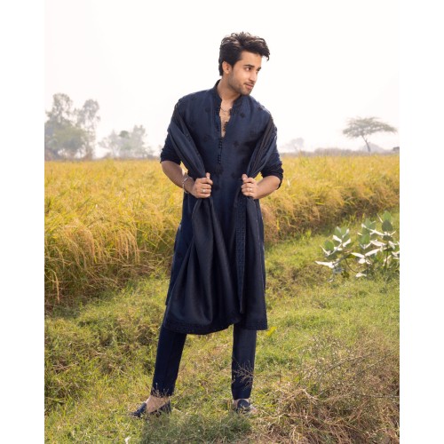 ZGMK1492 Delft Blue Raw Silk Kurta