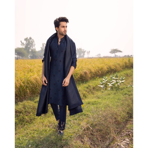 ZGMK1492 Delft Blue Raw Silk Kurta