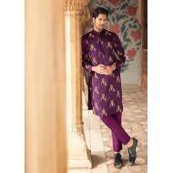 ZGMK1763 Palatinate Purple Jamawar Kurta