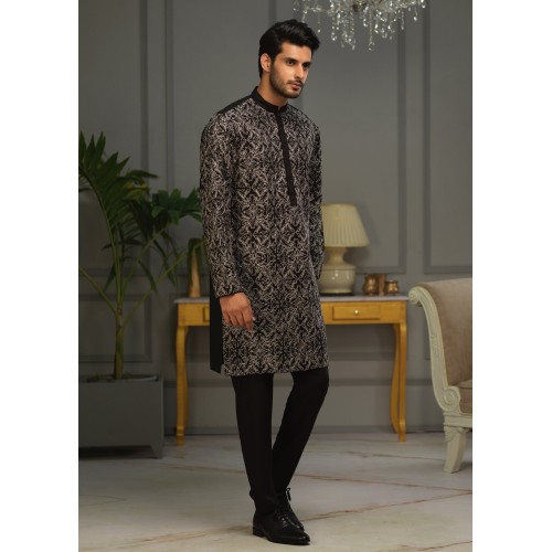 ZGMK1766 Black Cotton Kurta