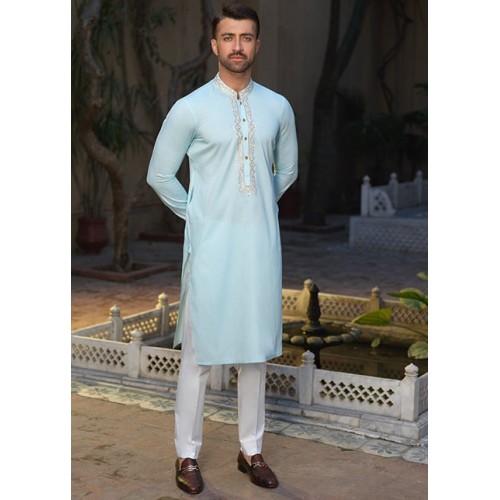 ZGMK1770 Light Blue Cotton Kurta ZGMK1770 Light Blue Cotton Kurta