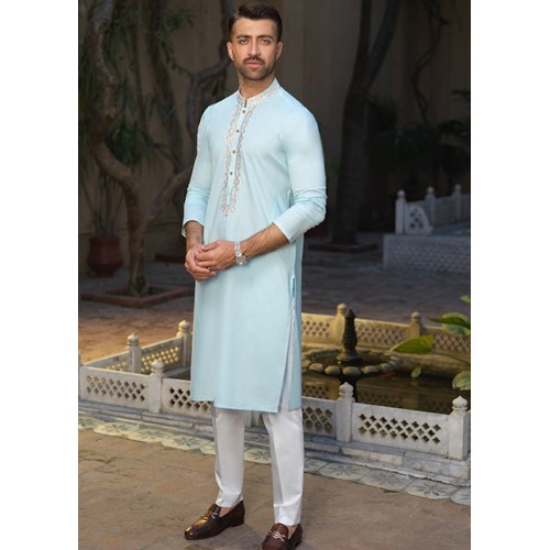 ZGMK1770 Light Blue Cotton Kurta ZGMK1770 Light Blue Cotton Kurta