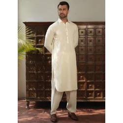 ZGMK1773 Off White Cotton Shalwar Kameez