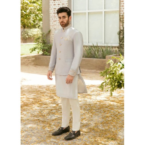 ZGMP1141 Platinum Raw Silk Prince Coat ZGMP1141 Platinum Raw Silk Prince Coat