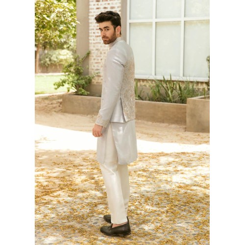 ZGMP1141 Platinum Raw Silk Prince Coat ZGMP1141 Platinum Raw Silk Prince Coat