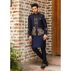 ZGMP1142 Space Cadet Raw Silk Prince Coat