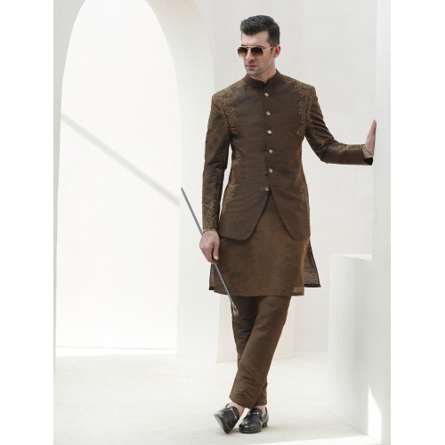 ZGMP1268 Olive Drab Raw Silk Prince Coat