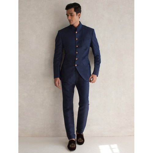 ZGMP1272 Penn Blue Raw Silk Prince Suit