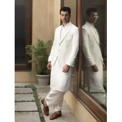 ZGMP1273 Off White Self Mesh Blazer