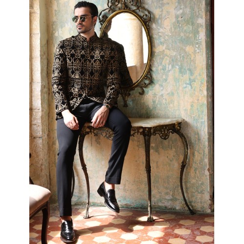 ZGMP1277 Black Velvet Prince Suit