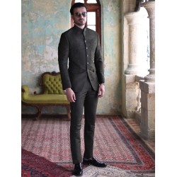 ZGMP1279 Onyx Raw Silk Prince Suit