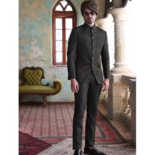 ZGMP1279 Onyx Raw Silk Prince Suit