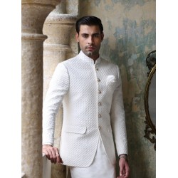 ZGMP1280 Off White Embroidered Prince Coat