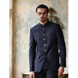 ZGMP1283 Ultramarine Embroidered Fabric Prince Suit
