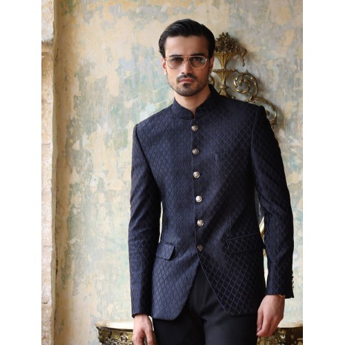 ZGMP1283 Ultramarine Embroidered Fabric Prince Suit