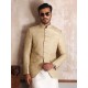 ZGMP1287 Beige Embroidered Suiting Fabric Prince Coat