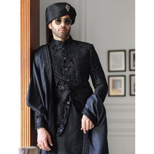 ZGMP1288 Black Velvet Prince Coat