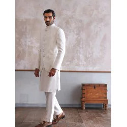 ZGMP1291 White Embroidered Prince Coat
