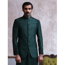 ZGMP1292 Brunswick Green Raw Silk Prince Coat