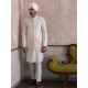 ZGMP1293 Ivory Raw Silk Prince Coat