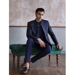 ZGMP1297 Oxford Blue Jacquard Prince Coat