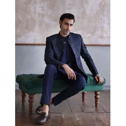 ZGMP1297 Oxford Blue Jacquard Prince Coat