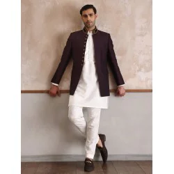 ZGMP1300 Plum Raw Silk Prince Coat