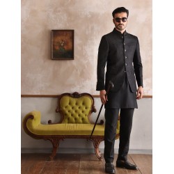 ZGMP1301 Black Embroidered Prince Coat