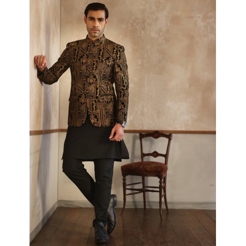 ZGMP1304 Black Velvet Prince Coat