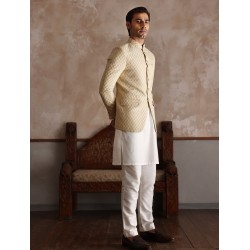 ZGMP1305 Beige Embroidered Prince Coat