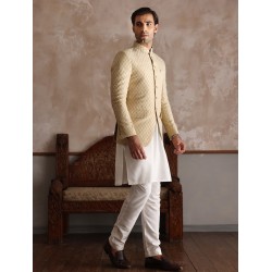 ZGMP1305 Beige Embroidered Prince Coat