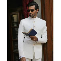 ZGMP1306 Off White Suiting Fabric Prince Suit